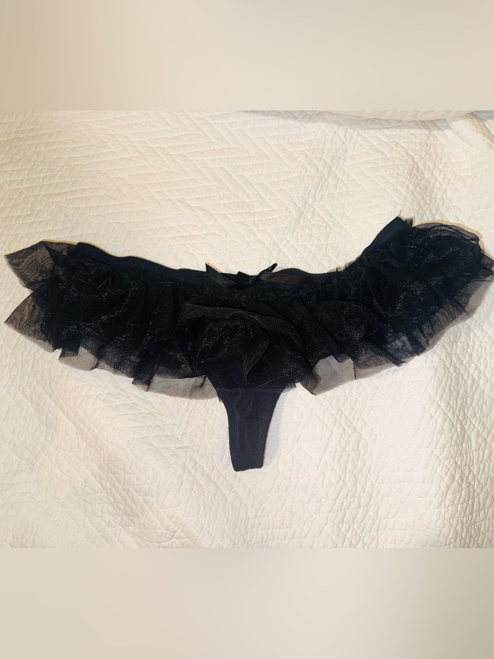 👑 Sexy Vintage Native Intimates Black Lace Thong with Brand Tag Size Large